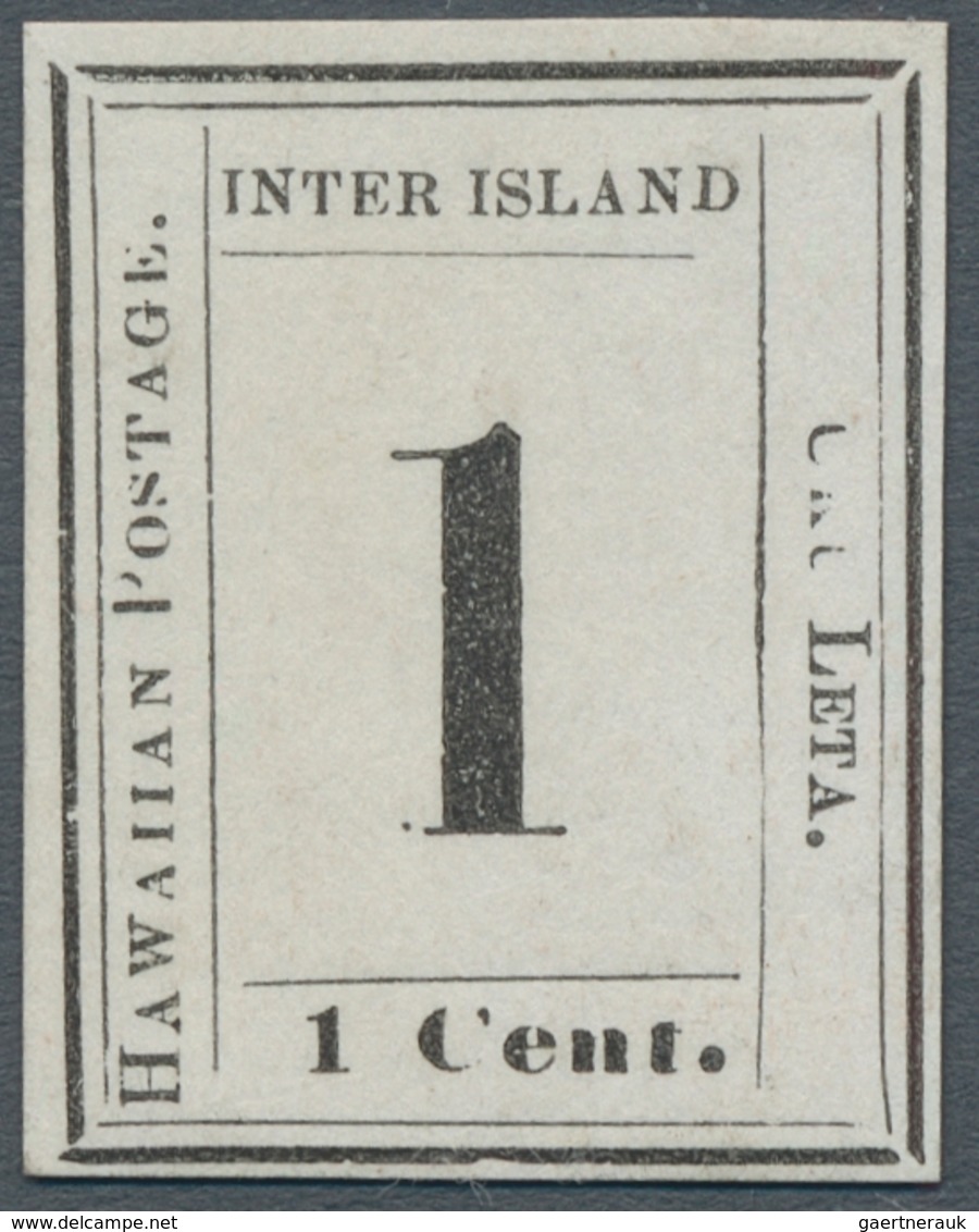 Hawaii: 1864, "1 C. On Striped Paper", In Fresh Color With All Sides Full Margins Without Gum, On Re - Hawaii