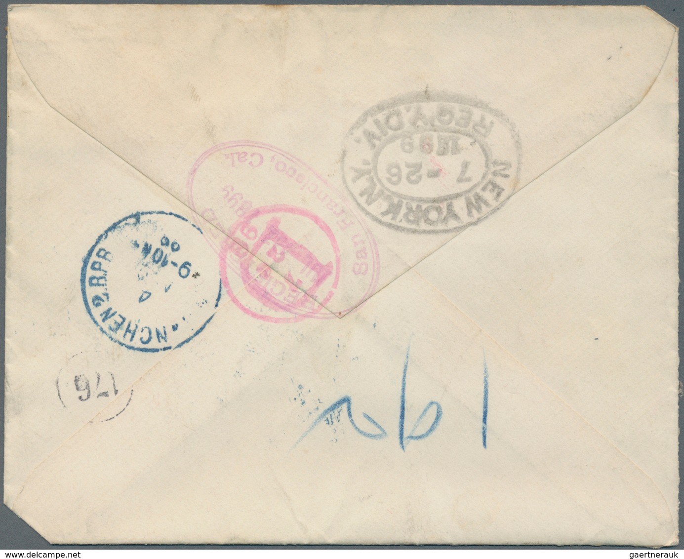 Hawaii: 1894, 10 C Green + 1899, 1 C Blue-green And Pair Of 2 C Red On Registered Envelope (right Lo - Hawaï