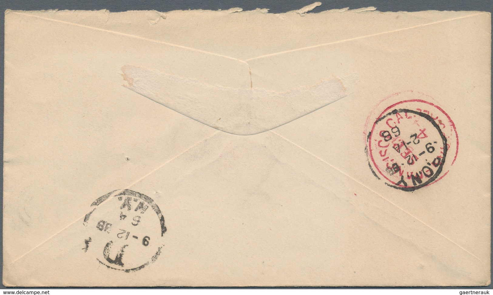 Hawaii - Ganzsachen: 1888, Envelope 4 C. Type 1884 Uprated 1 C. Green Canc. 5-ring W. "HONOLULU AUG - Hawaï