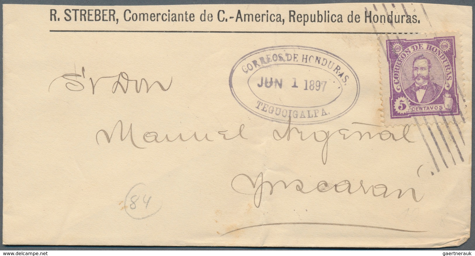 Honduras: 1897, 10 C Red Single Franking On Two Letters From YUSCARAN To Solingen/Germany And 5 C Li - Honduras