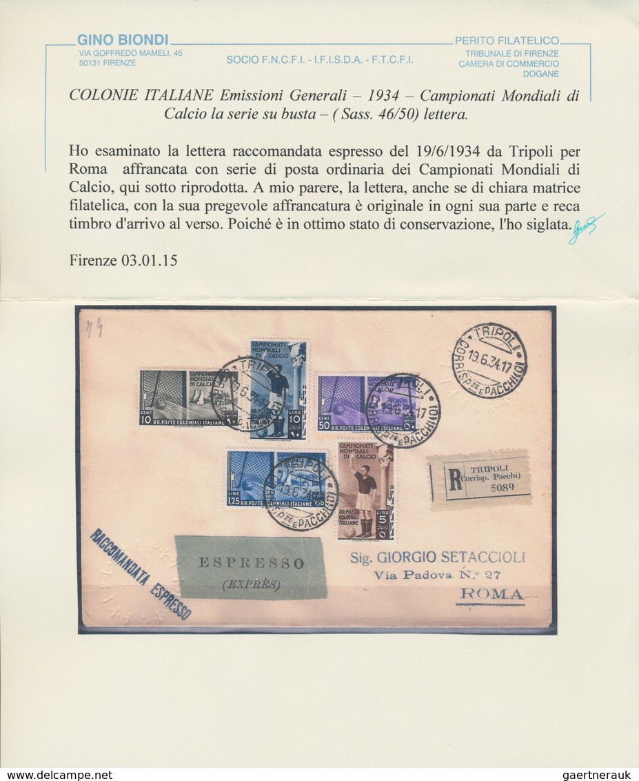 Italienische Kolonien - Gemeinschaftsausgaben: 1934. Registered Express Letter, Philatelic Influence - General Issues