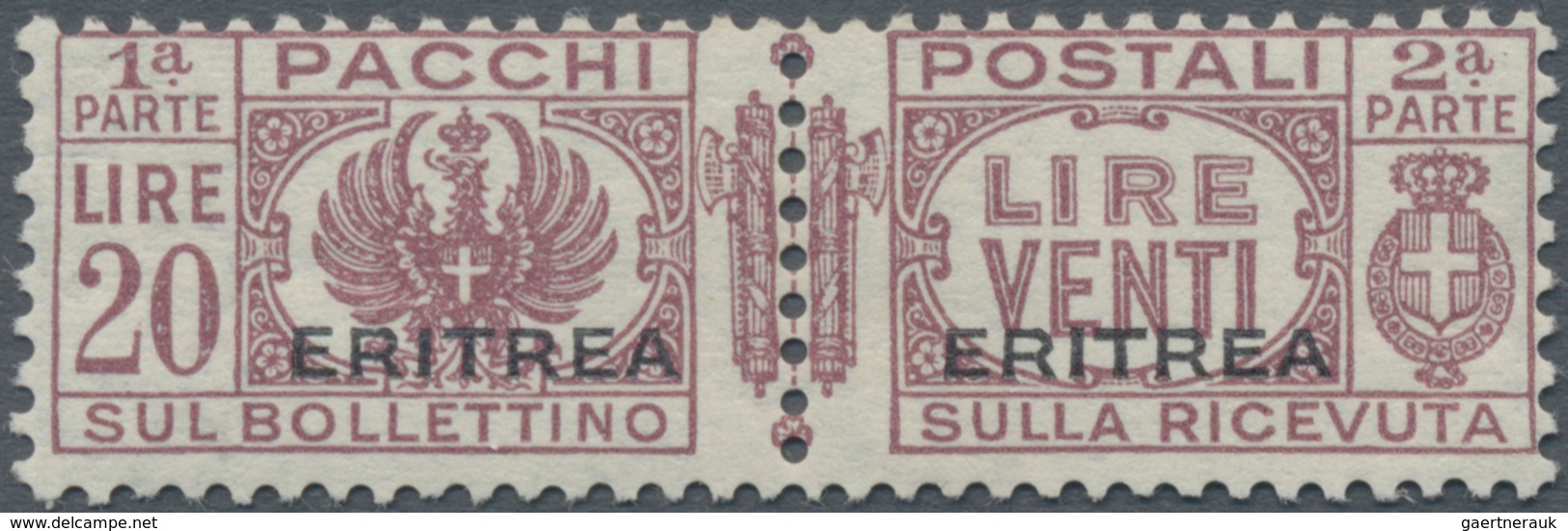 Italienisch-Eritrea - Paketmarken: 1936. Parcel Stamp 20 Lire Purple Overprint "ERITREA". Mint, NH. - Eritrea