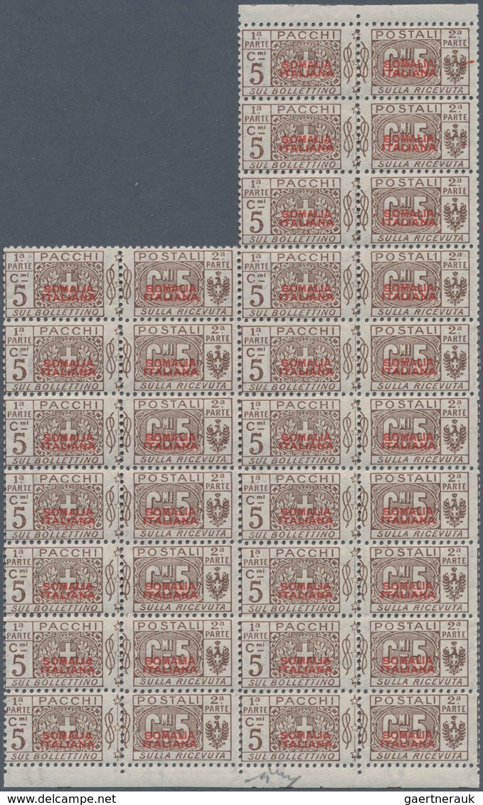 Italienisch-Somaliland: 1926/1931, 5 Cent. Brown In Vertical Block Of 17, Mint Never Hinged (Sass. 1 - Somalia