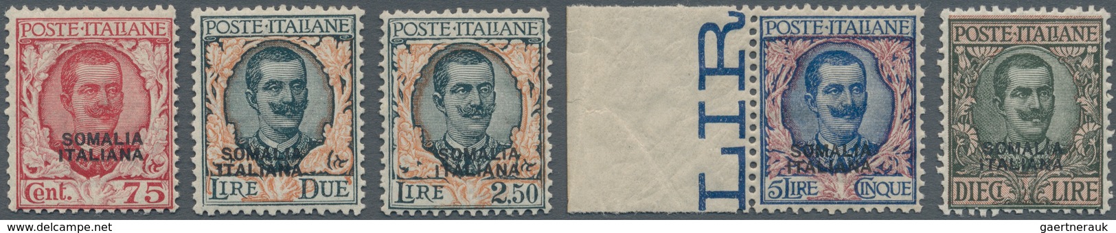 Italienisch-Somaliland: 1926, Definitives, King Viktor Emanuel III., 5 Values With Overprint "SOMALI - Somalia