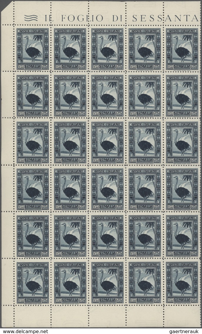 Italienisch-Somaliland: 1932, Definitive Issue 2.55l. Greyish-blue ‚Ostrich‘ Perf. 12 In A Large Blo - Somalië