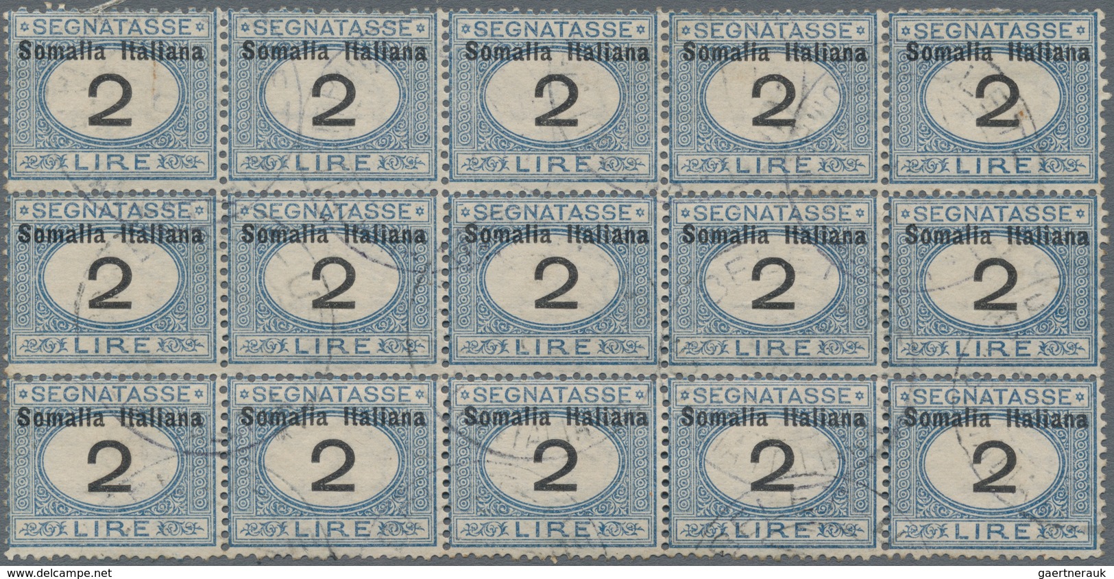 Italienisch-Somaliland - Portomarken: 1926, Postage Due 2 Lire Block Of 15 And 10 Lire Block Of 24 A - Somalië