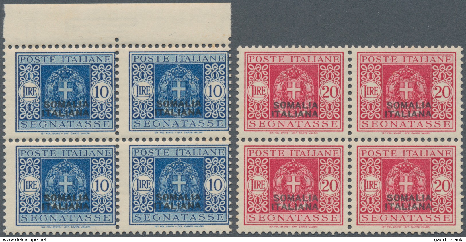 Italienisch-Somaliland - Portomarken: 1934, Italy Postage Dues 10l. Blue And 20l. Carmine With Two-l - Somalia