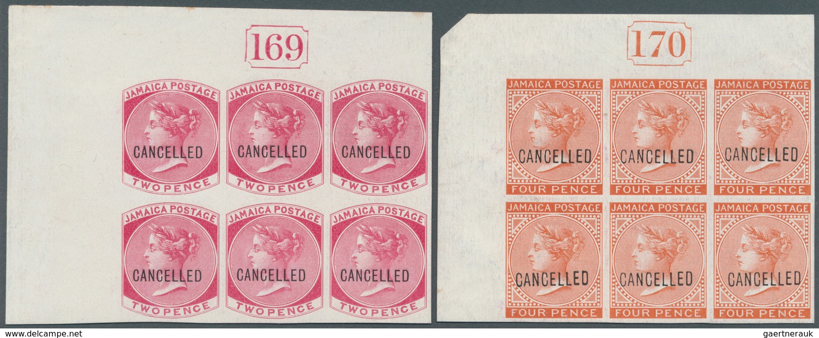 Jamaica: 1872 (ca.), QV Definitives Four Different Stamps Incl. ½d. Claret, 1d. Blue, 2d. Rose And 4 - Jamaica (1962-...)