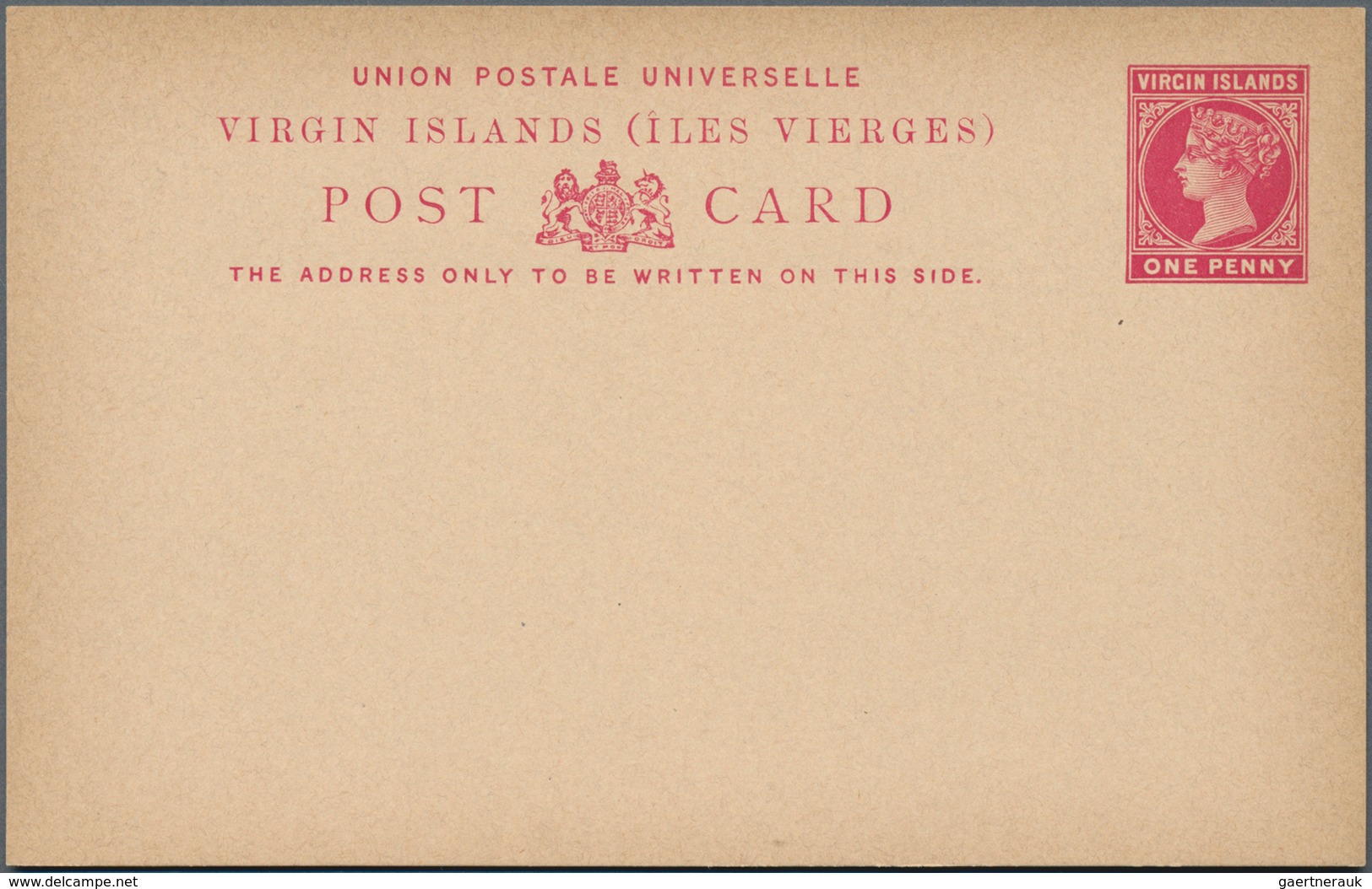 Jungferninseln / Virgin Islands: 1887 Two Unused Postal Stationery Cards One Penny Red Victoria, One - British Virgin Islands