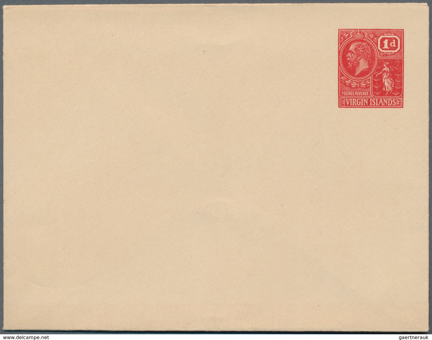 Jungferninseln / Virgin Islands: 1926 Unused Postal Stationery Envelope One Penny Red Head Of King G - British Virgin Islands