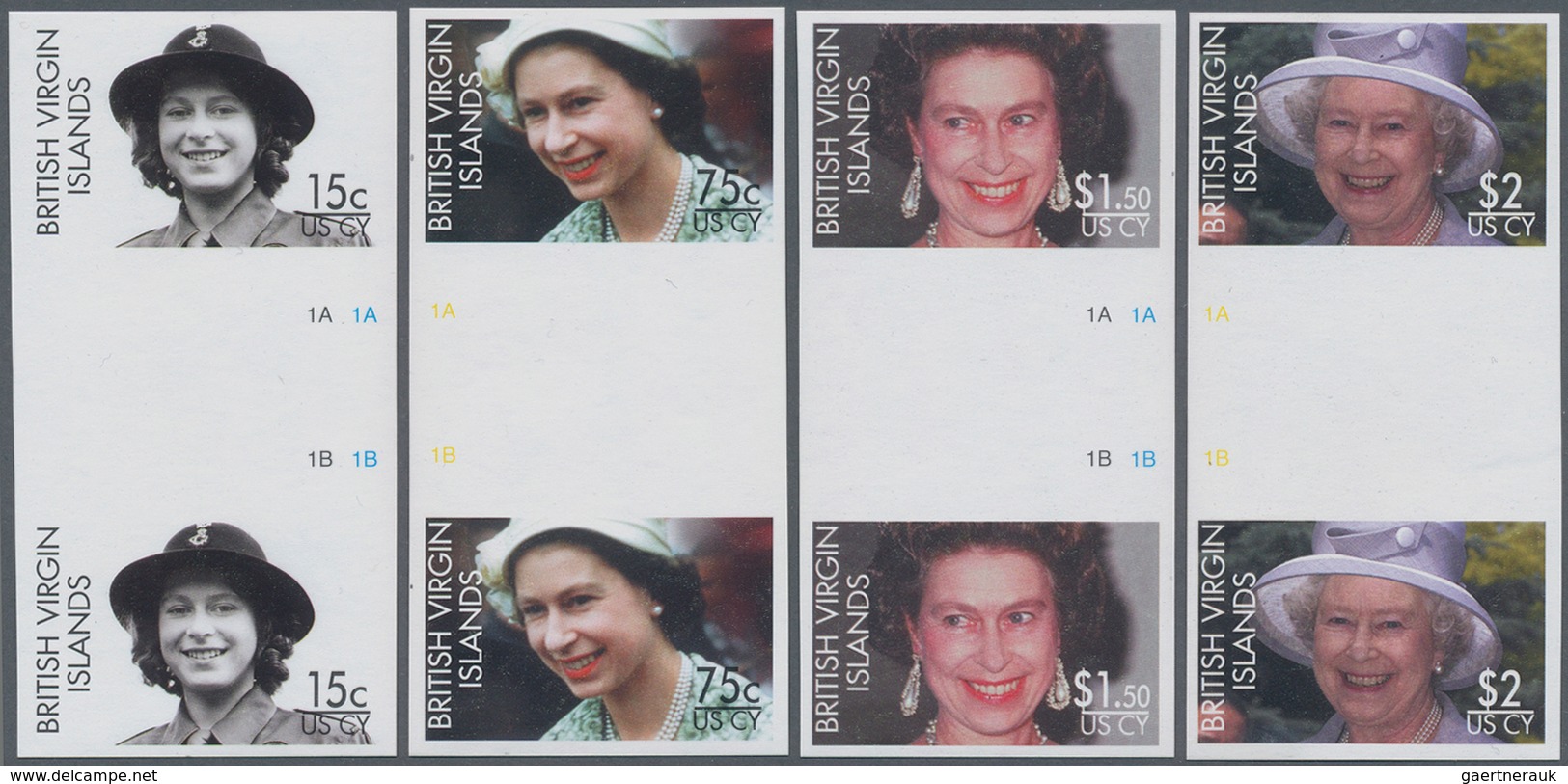 Jungferninseln / Virgin Islands: 2006, 80th Birthday Of QEII Complete Set Of Four In Vertical IMPERF - Britse Maagdeneilanden