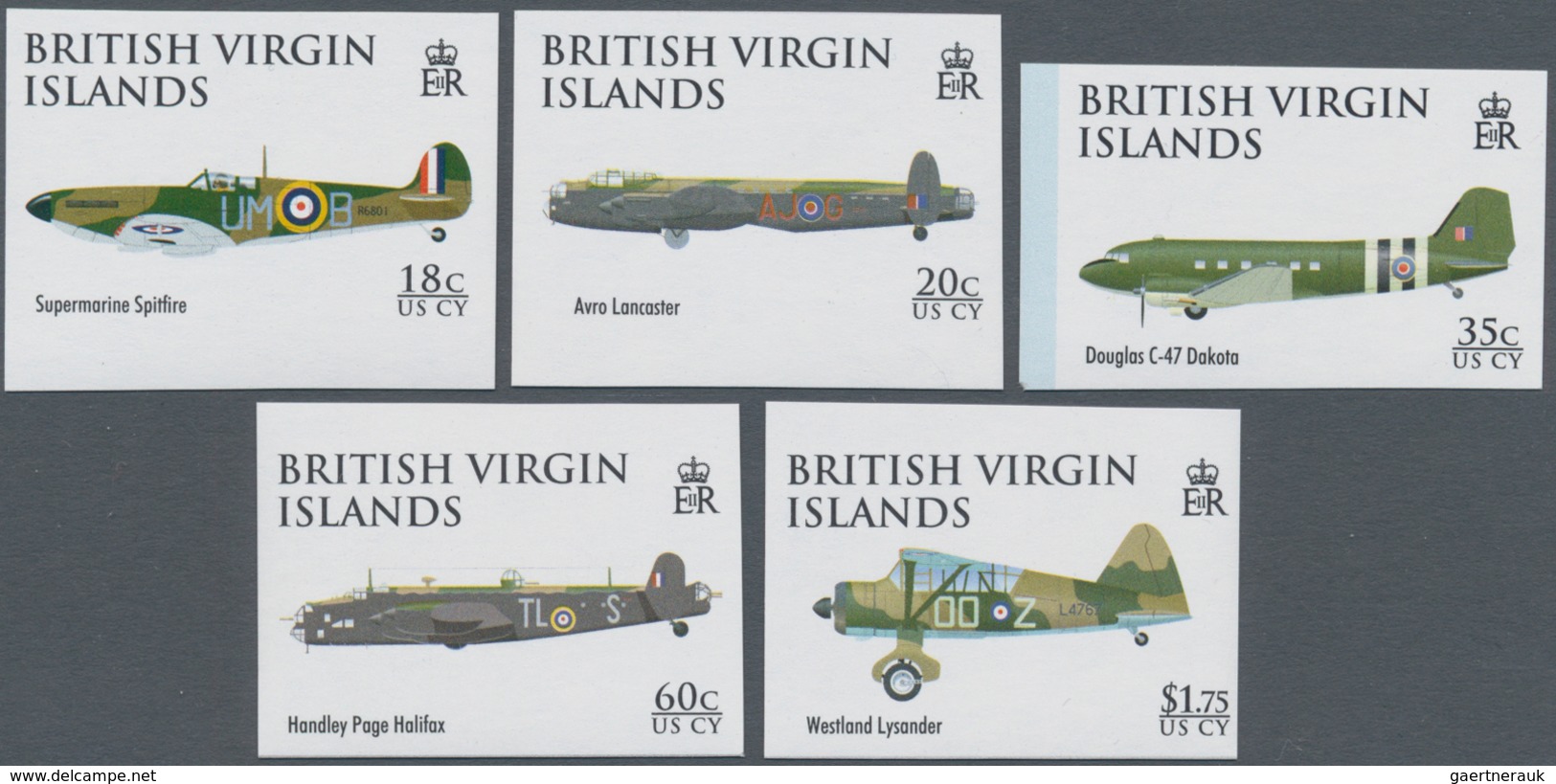 Jungferninseln / Virgin Islands: 2008, 90 Years Of Royal Air Force Complete IMPERFORATE Set Of Five - Britse Maagdeneilanden