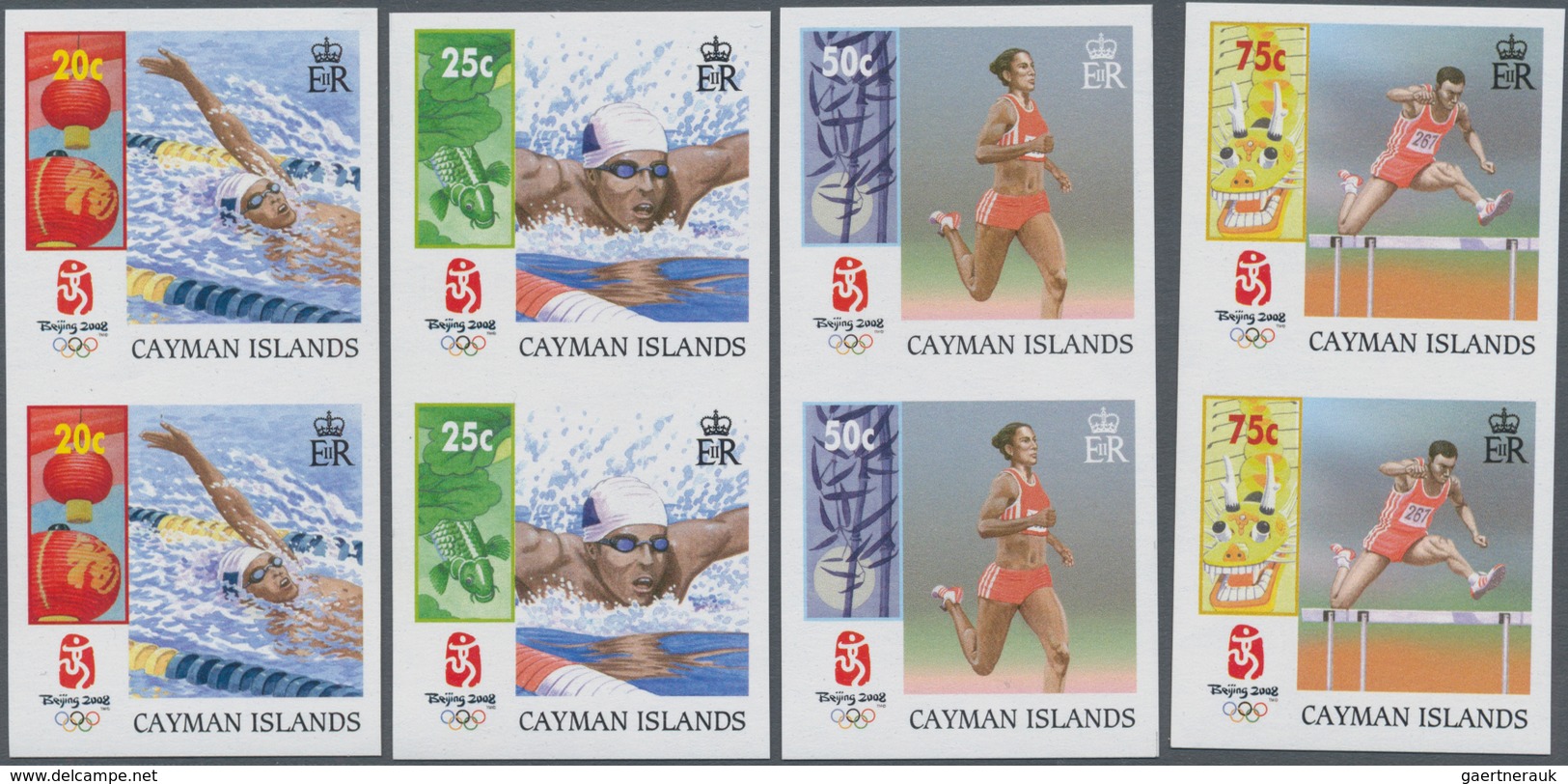 Kaiman-Inseln / Cayman Islands: 2008, Summer Olympics Beijing Complete Set Of Four (swimming, Runnin - Kaaiman Eilanden