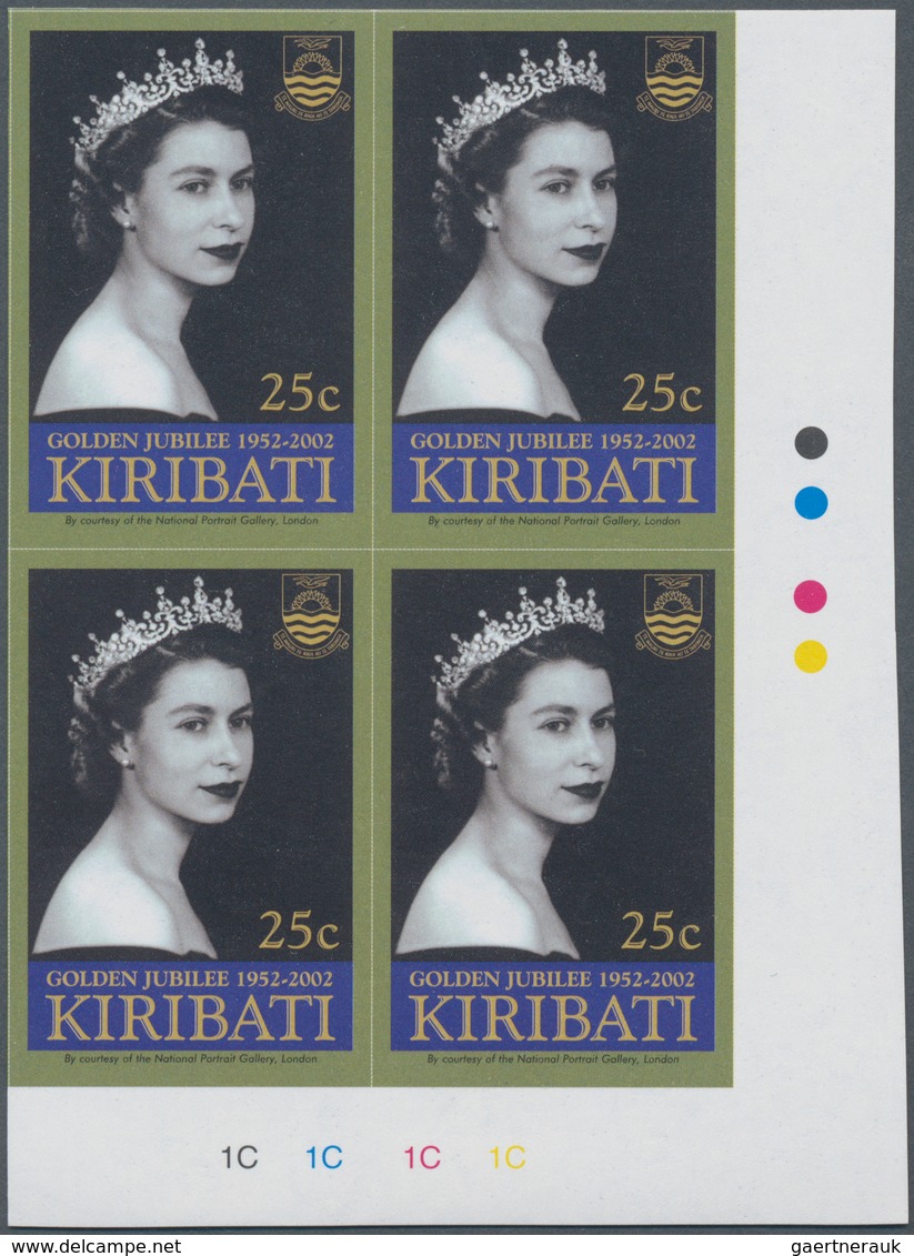 Kiribati (Gilbert-Inseln): 2002, Golden Jubilee Of QEII 25c. Block Of Four From Lower Right Corner W - Kiribati (1979-...)