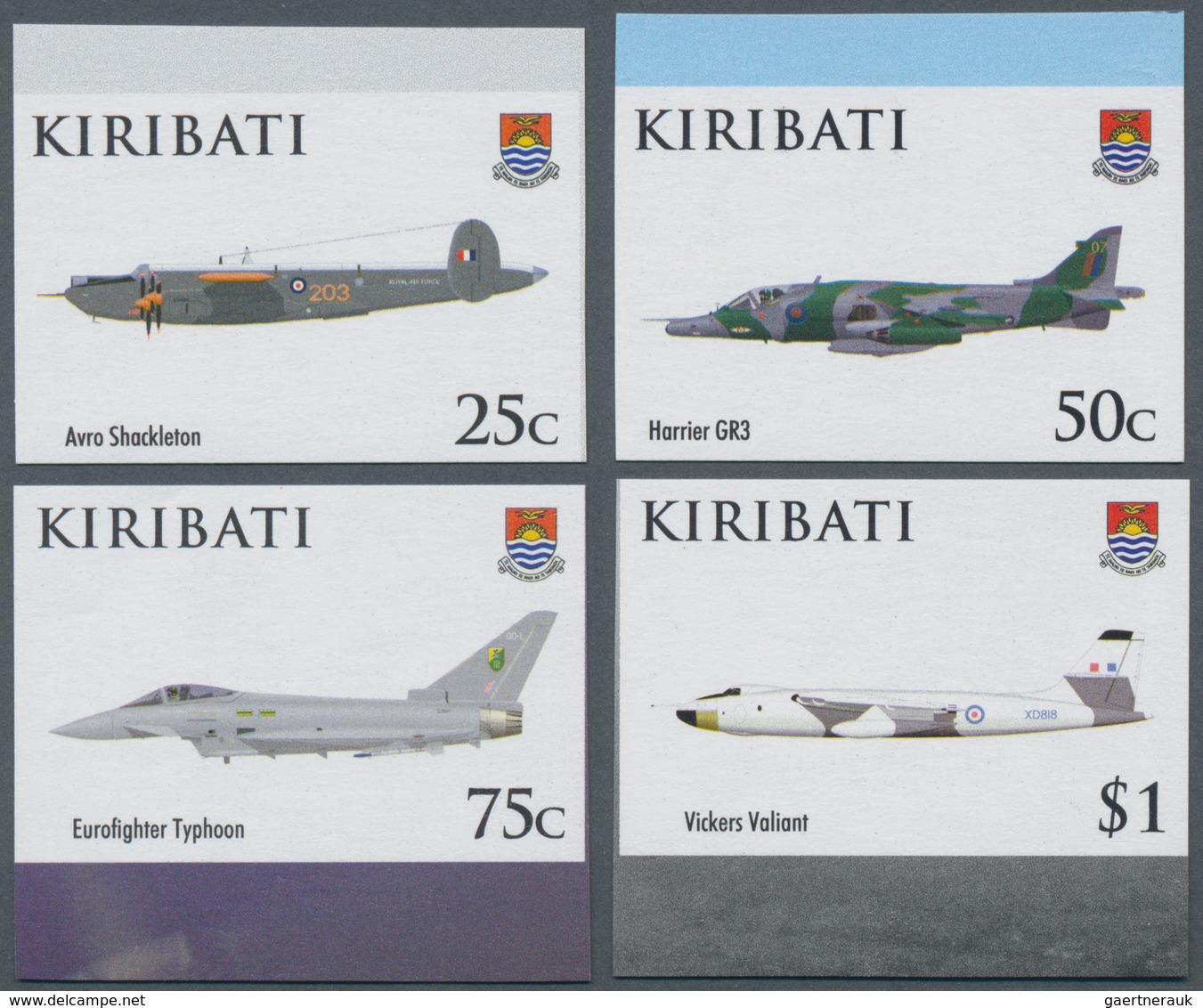 Kiribati (Gilbert-Inseln): 2008, 90th Anniversary Of Royal Air Force (RAF) Complete IMPERFORATE Set - Kiribati (1979-...)