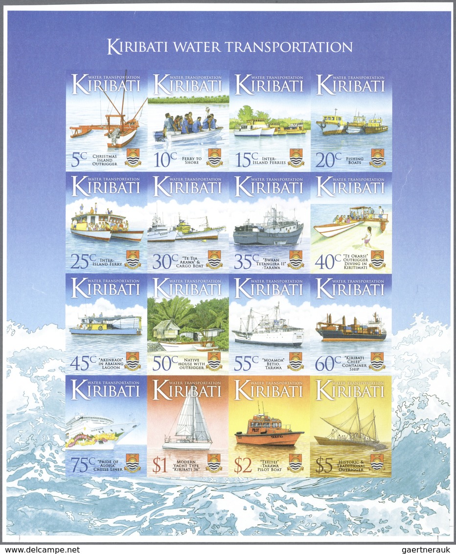 Kiribati (Gilbert-Inseln): 2013, Definitive Issue 'Ships' Complete Set Of 16 In An IMPERFORATE Sheet - Kiribati (1979-...)