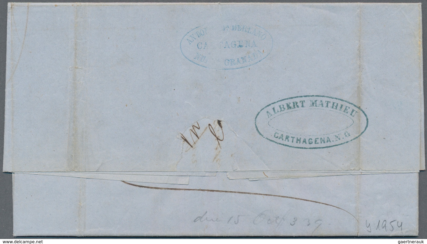 Kolumbien: 1859, QUIBDO (State Canca) Complete Folded Letter To New York Forwardet By J.B. Mainero A - Kolumbien