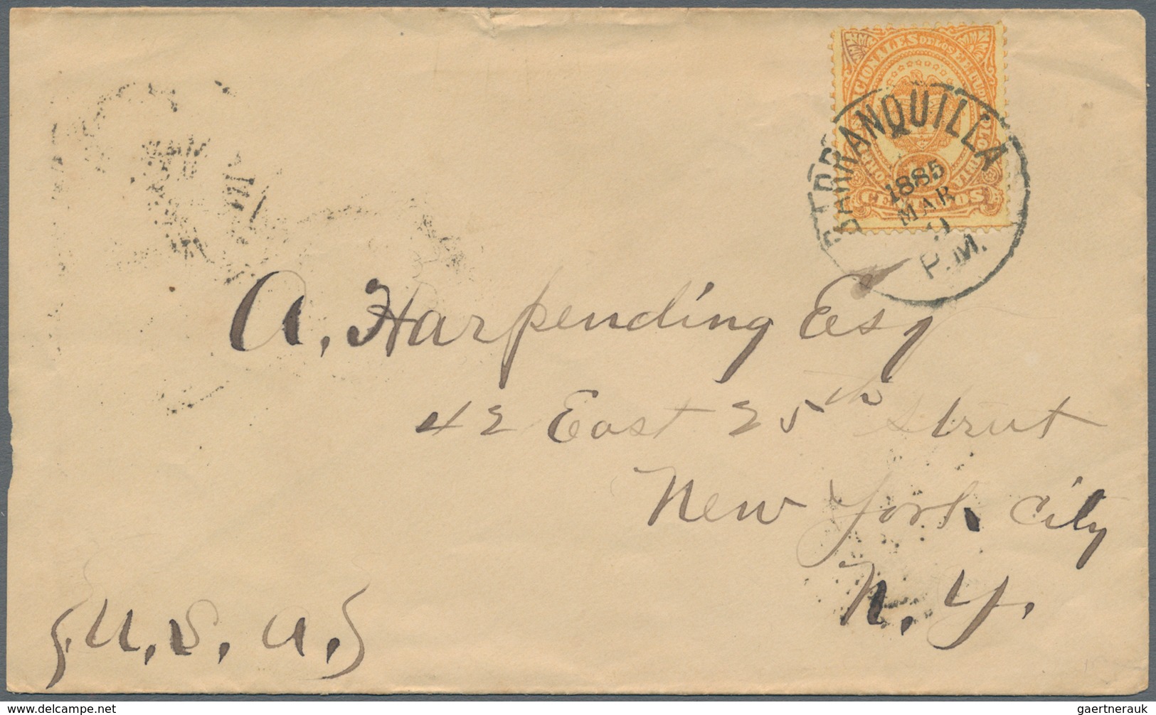 Kolumbien: 1884/1886, Group Of 4 Covers, Each With Single Franking 10 C Orange On Yellow "coat Of Ar - Colombia