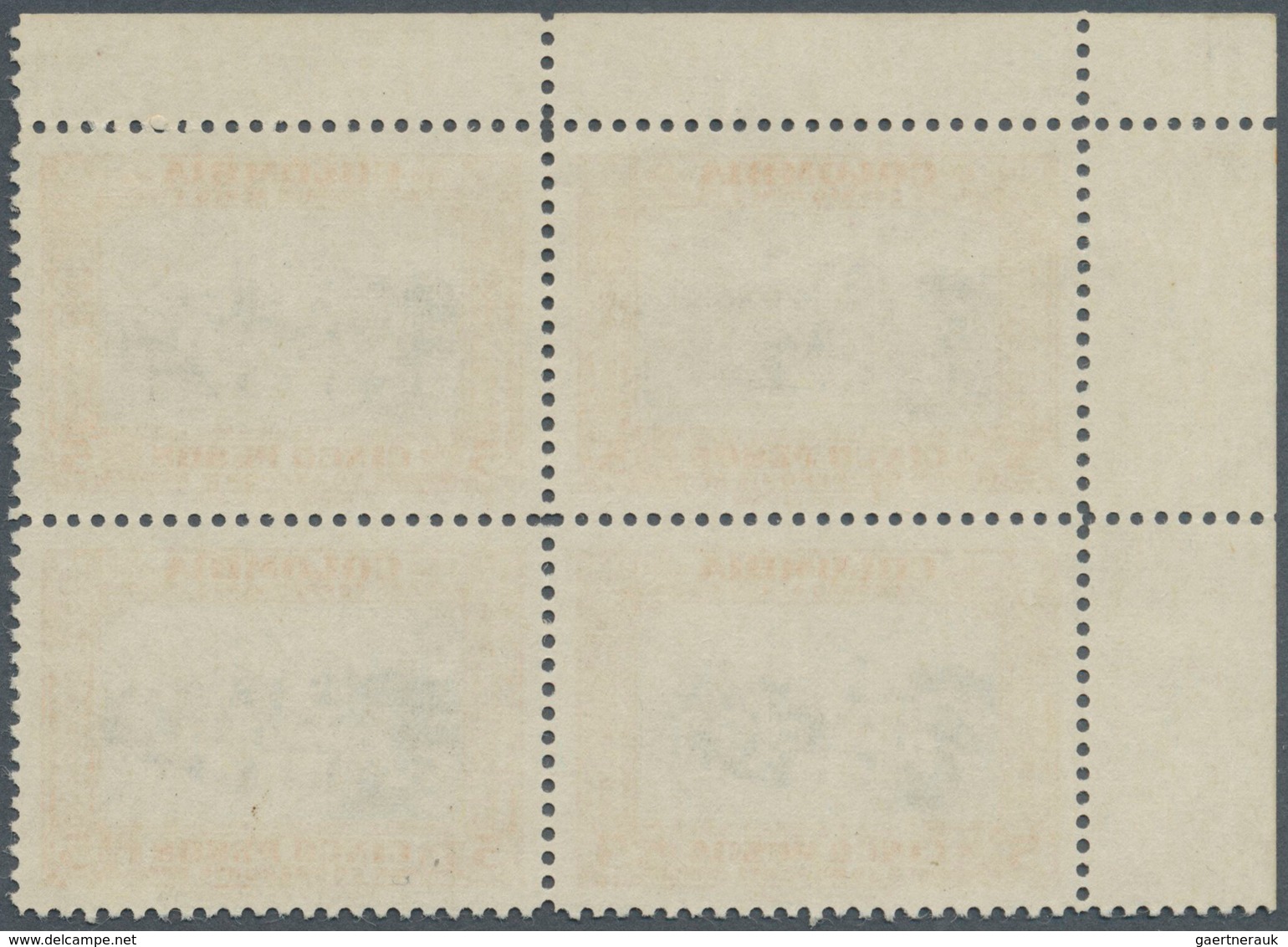 Kolumbien: 1951, Country Scenes 5p. Orange/grey Block/4 From Upper Left Corner WITHOUT Opt. And UNIS - Kolumbien