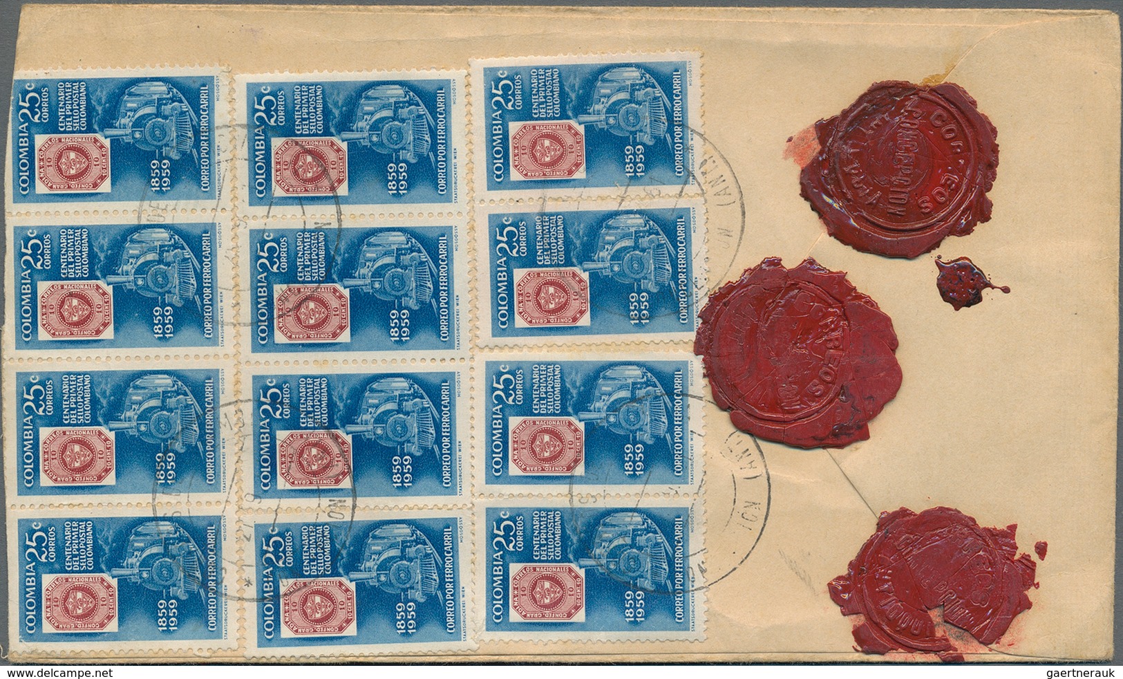 Kolumbien - Ganzsachen: 1961 Postal Stationery Registered Envelope 10+20c. (two Stamps) Used From Co - Kolumbien