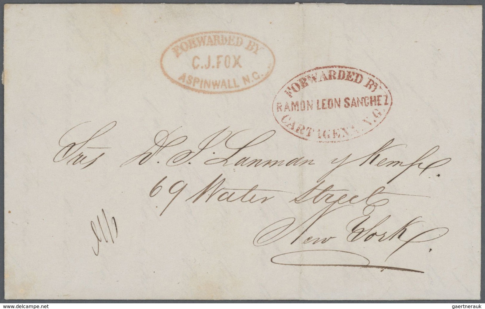 Kolumbien - Besonderheiten: 1858, FORWARDED MAIL: Entire From Barranquilla To New York, Forwarded By - Colombia