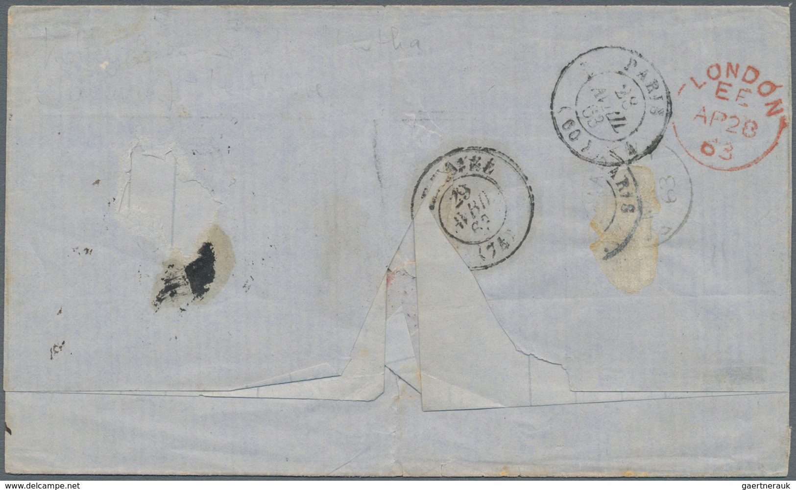 Kolumbien - Besonderheiten: 1863, Stampless Lettersheet From Rio Hacha 14 Mar 1863 To Le Havre/Franc - Colombia