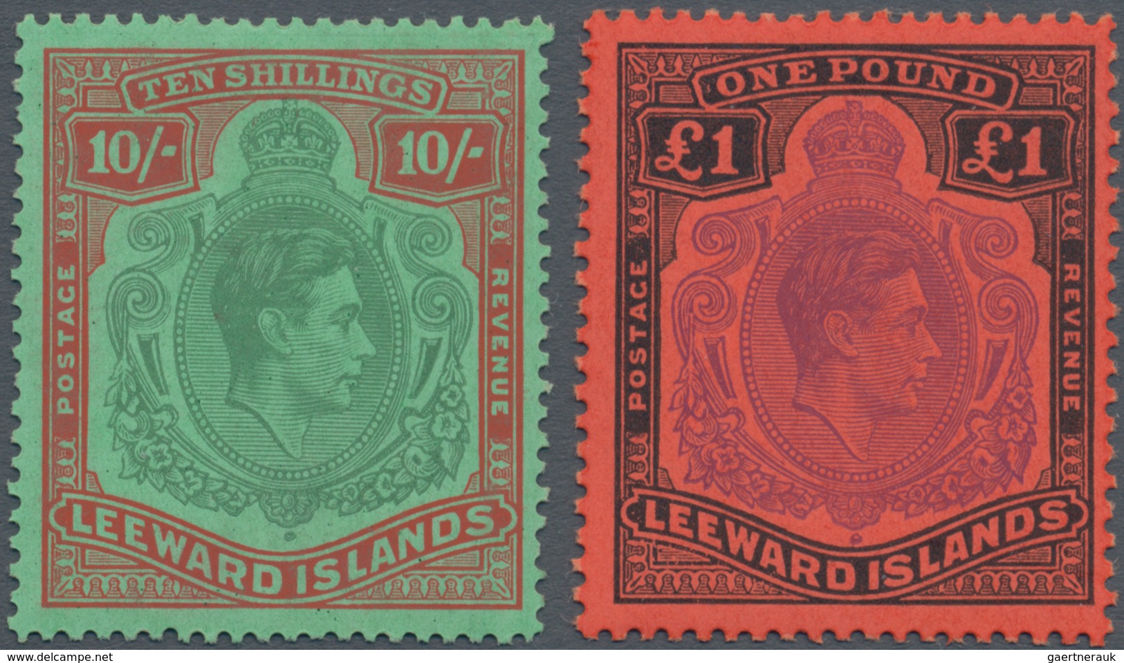 Leeward-Inseln: 1938/1949, KGVI Definitives Complete Set Of 19, Mint Hinged, SG. £ 200 - Leeward  Islands