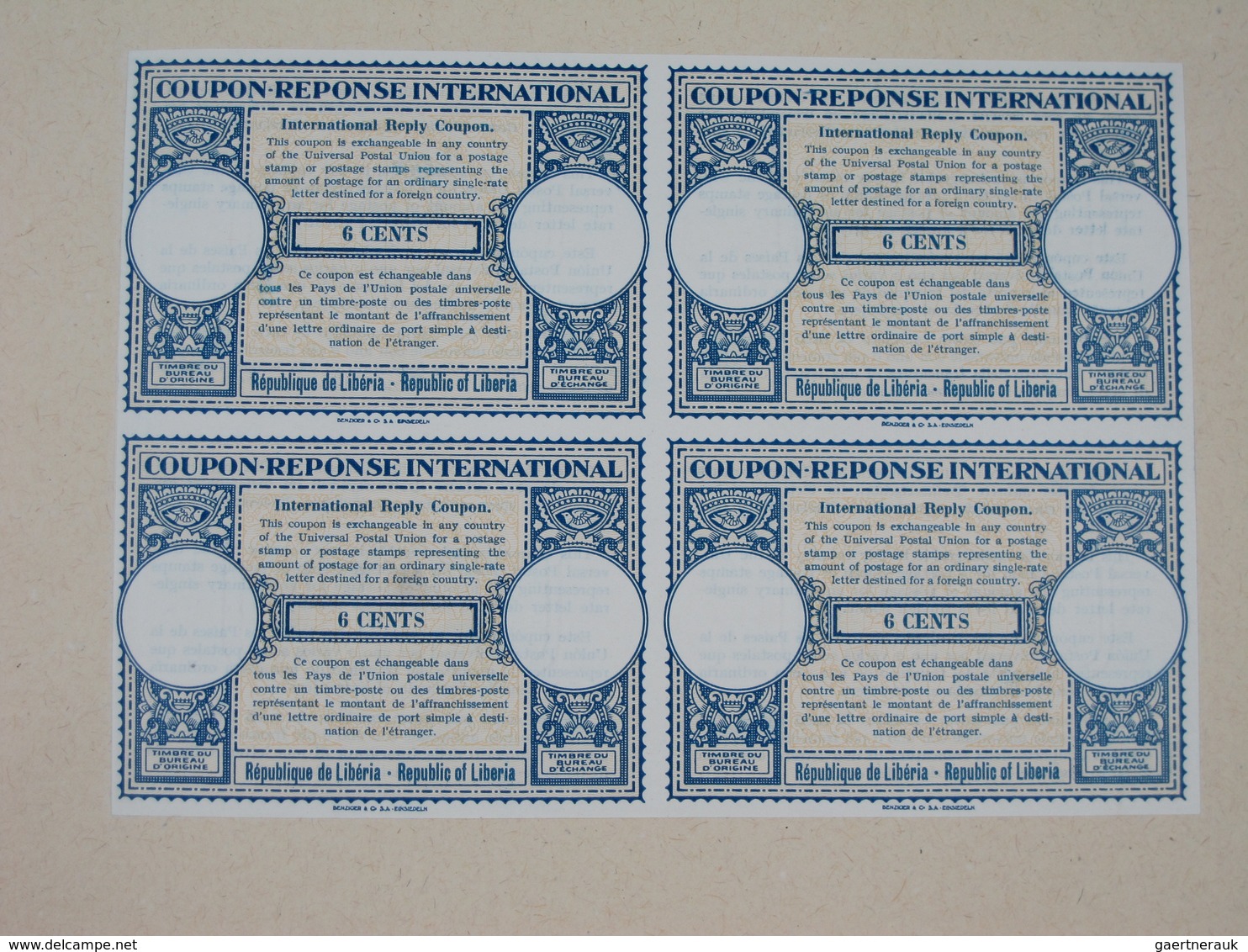 Liberia: 1947, INTERNATIONAL REPLY COUPON »République De Libéria.Republic Of Liberia – 6 Cents« (Lon - Liberia