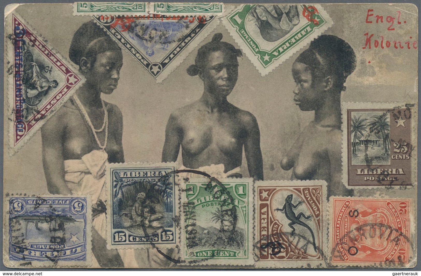 Liberia - Dienstmarken: 1914, 14 Stamps (mostly With "Of" Imprints) On Registered Picture Card With - Liberia