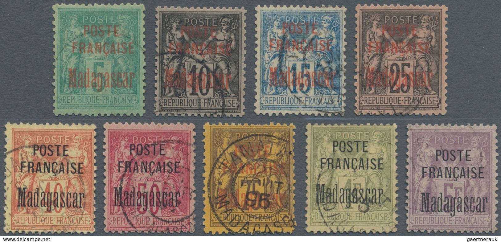 Madagaskar: 1895, FRENCH PROTECTORATE; Defintives: Issues Of France With Three-line Overprint "POSTE - Other & Unclassified