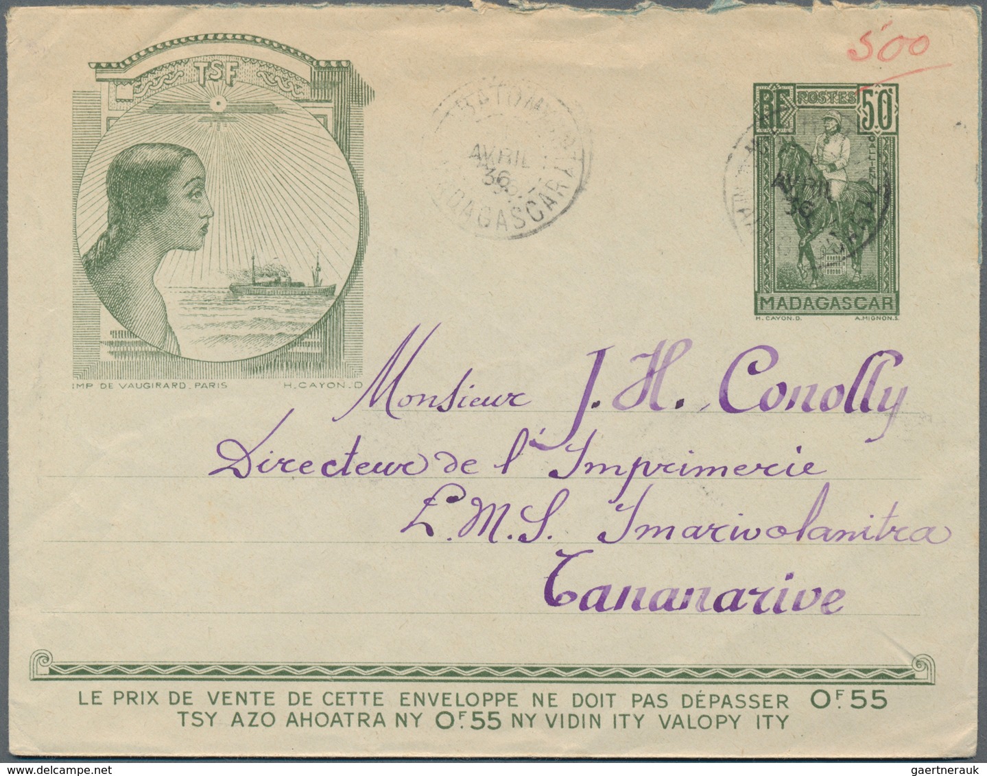 Madagaskar: 1921/33 Three Used Postal Stationery Envelopes, 1926 Uprated With 10c. Green And 25 C. L - Andere & Zonder Classificatie