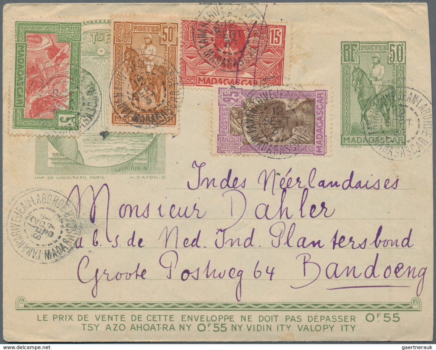 Madagaskar: 1927/38 Three Used Postal Stationery Envelopes Incl. One Iarmail Letter, 1930 Sent From - Andere & Zonder Classificatie