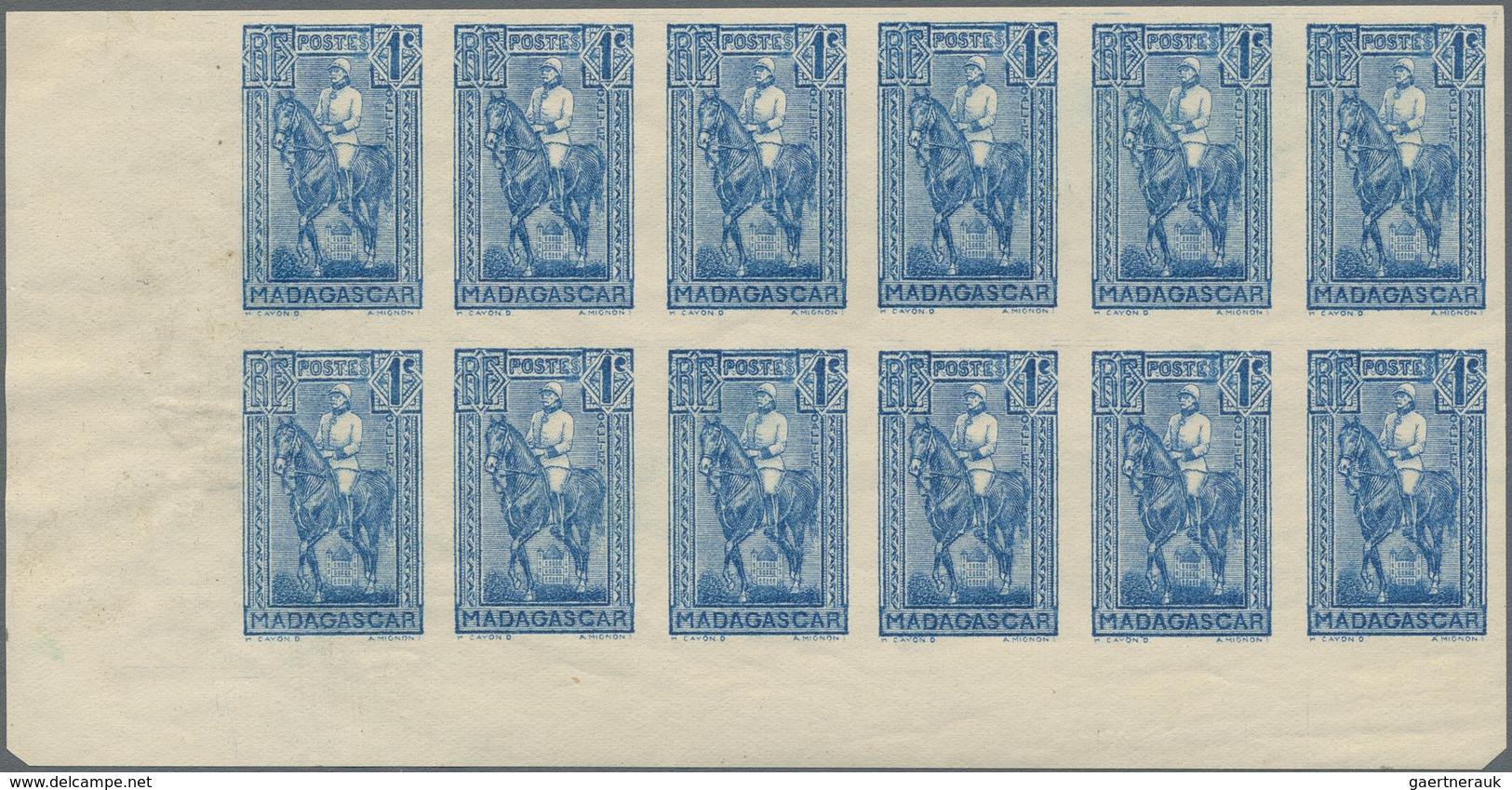 Madagaskar: 1931, Definitives "General Gallieni", 1c.-10fr., Five Values Complete In Imperforate Mar - Other & Unclassified