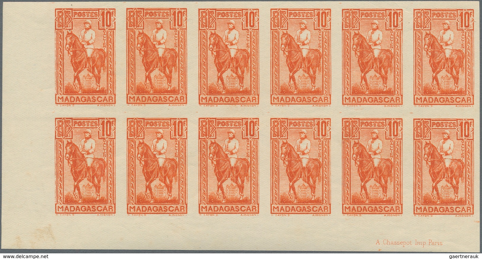 Madagaskar: 1931, Definitives "General Gallieni", 1c.-10fr., Five Values Complete In Imperforate Mar - Other & Unclassified