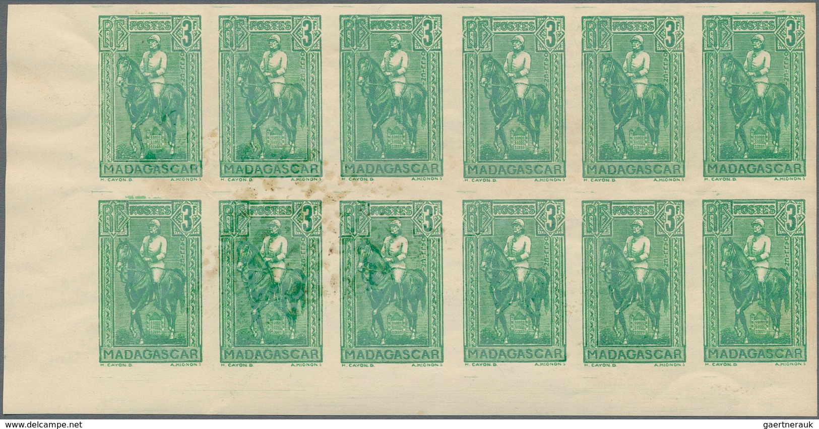Madagaskar: 1931, Definitives "General Gallieni", 1c.-10fr., Five Values Complete In Imperforate Mar - Other & Unclassified