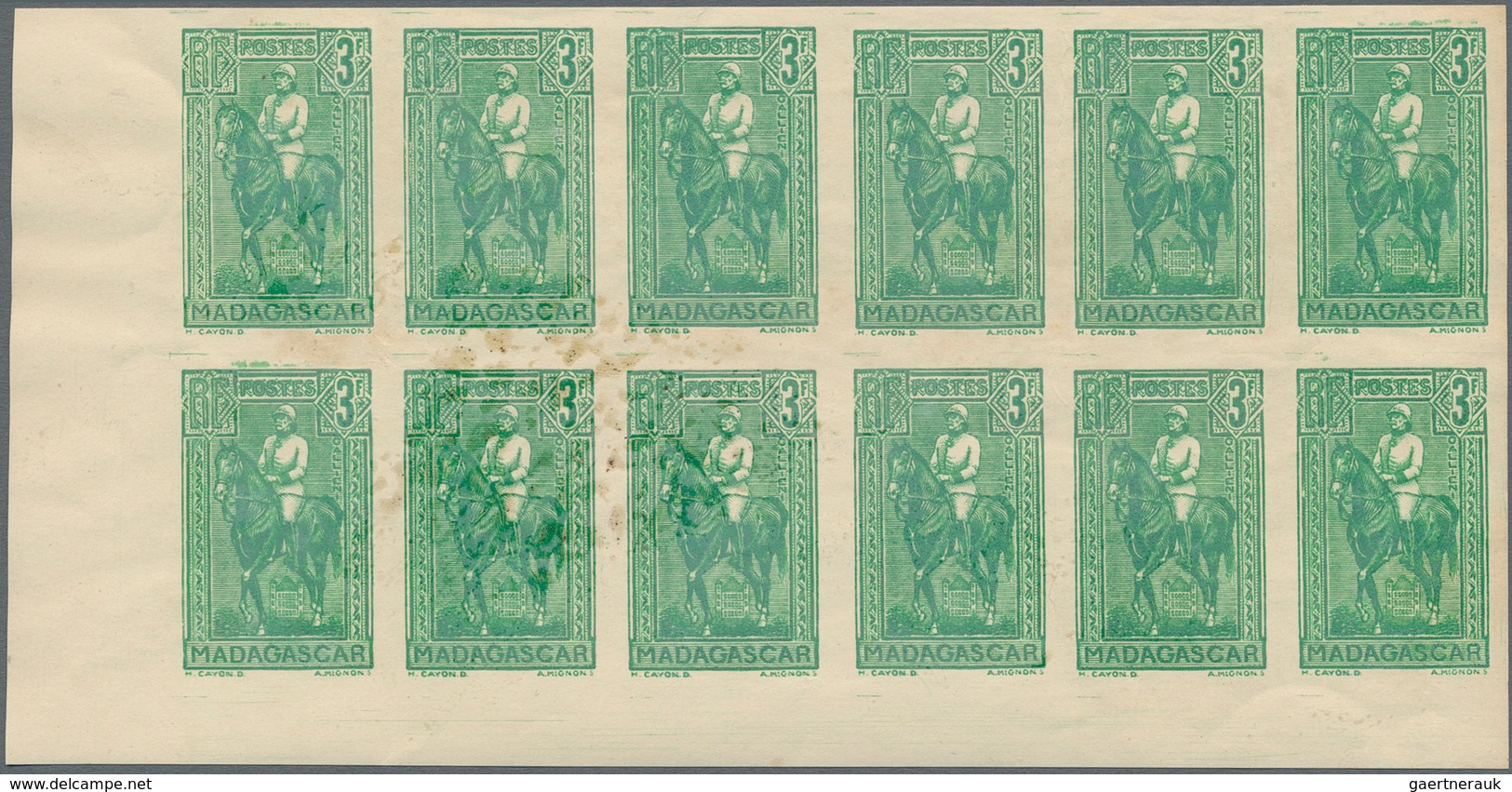 Madagaskar: 1931, Definitives "General Gallieni", 1c.-10fr., Five Values Complete In Imperforate Mar - Andere & Zonder Classificatie