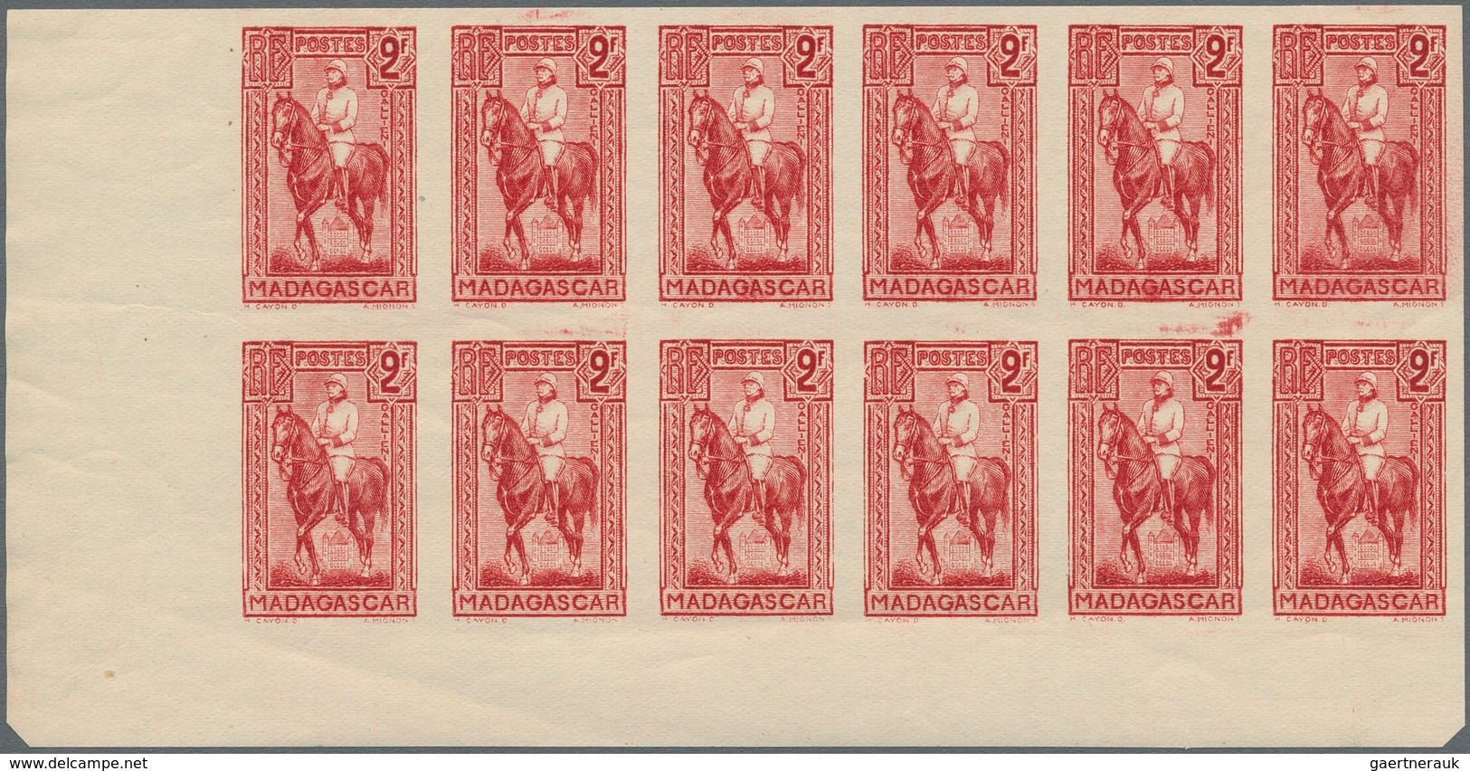 Madagaskar: 1931, Definitives "General Gallieni", 1c.-10fr., five values complete in imperforate mar