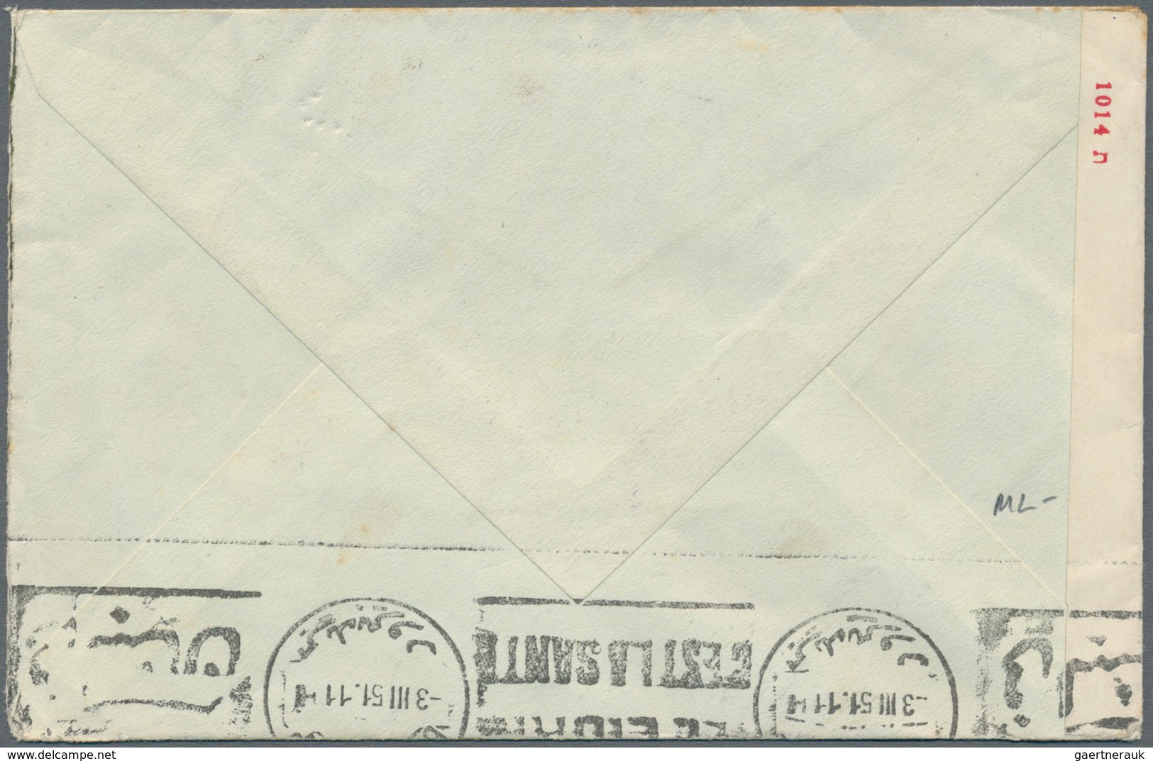 Marokko: 1951, "PAS DE SERVICE VIA ISRAEL", Violet Straight Line On Cover From Morocco 9.1.51 To Bey - Unused Stamps