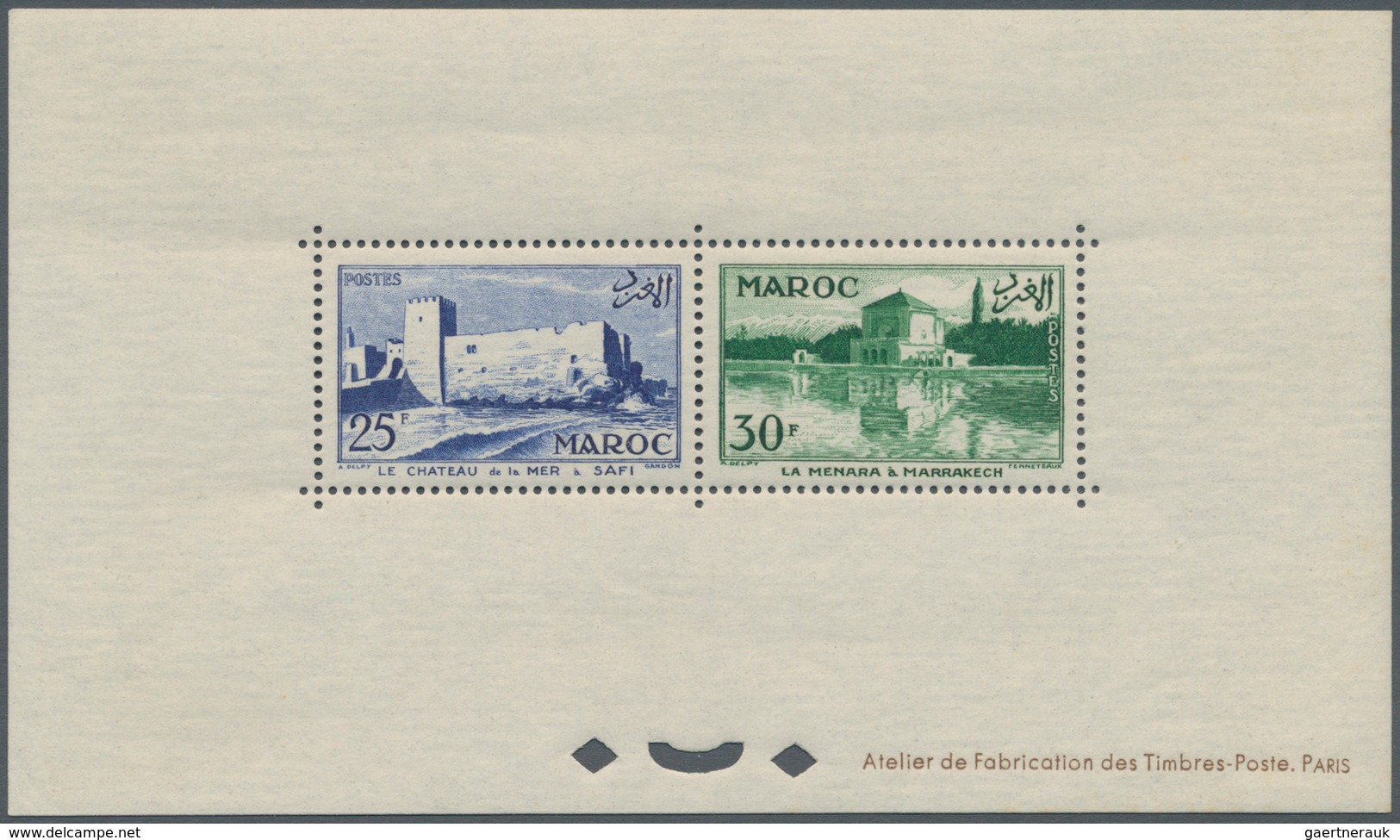 Marokko: 1955, definitives, 17 values in 6 blocks de epreufes, rare.