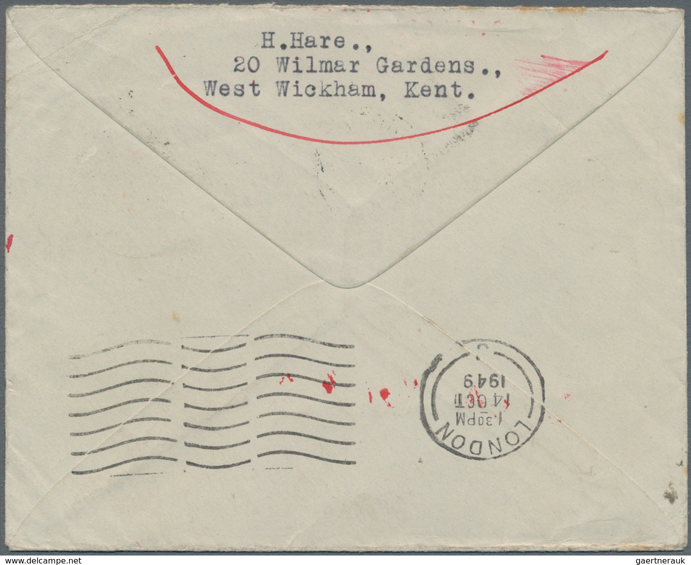 Marshall-Inseln (Republik): 1948, Letter Bearing Two 2½d. Blue (one Stamp Faulty) From "LONDON 21 DE - Marshall Islands