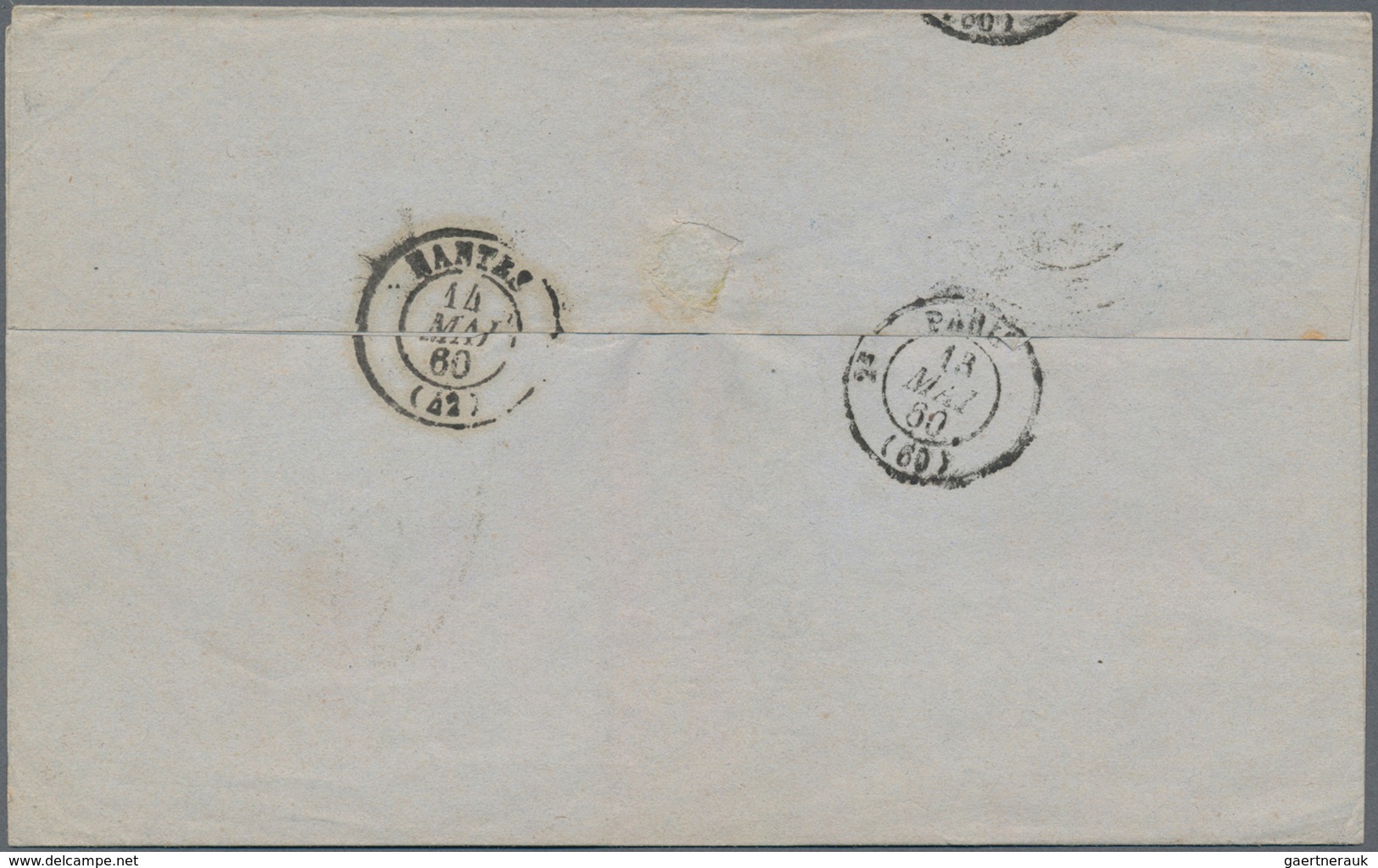 Martinique: 1860 Folded Cover From St. Pierre With Railway Mail TPO Calais Via Paris To Nantes, Hori - Other & Unclassified