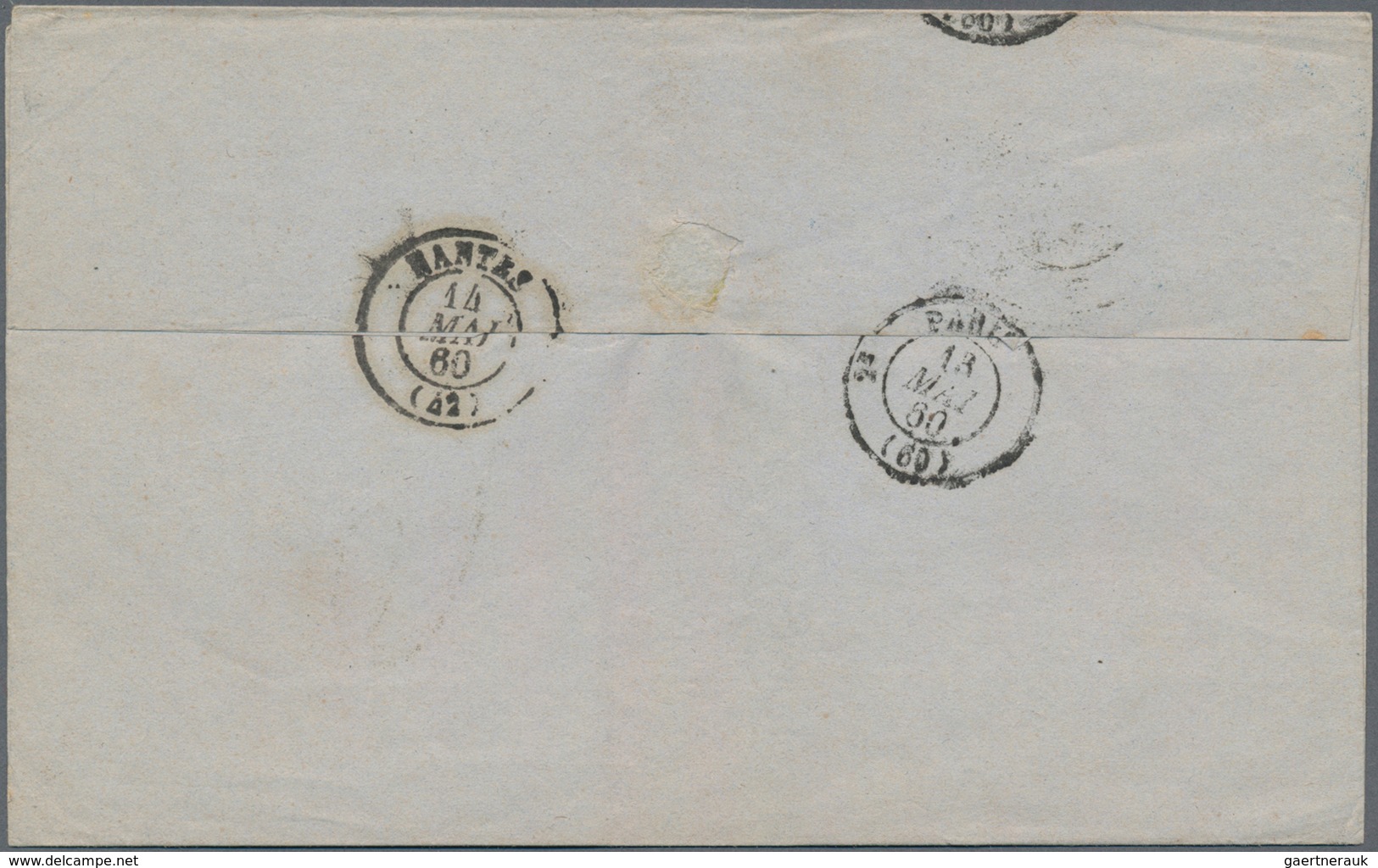 Martinique: 1860 Folded Cover From St. Pierre With Railway Mail TPO Calais Via Paris To Nantes, Hori - Andere & Zonder Classificatie