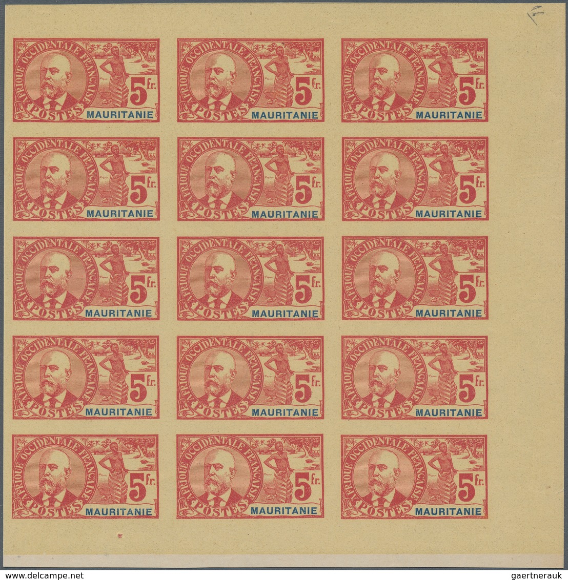 Mauretanien: 1906, Noel-Eugene Ballay (french Researcher) And Native Definitive Issue 5fr. Red/blue - Mauritania (1960-...)