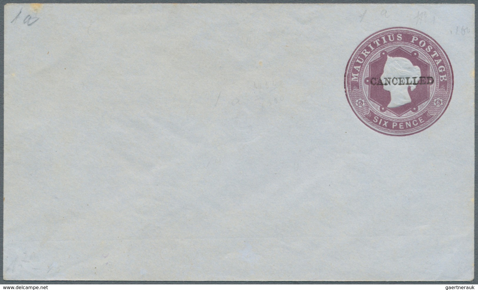 Mauritius: 1862, QV Stationery Envelopes (5): 6d (3, HG1a X2, 3d), 9d (2, HG 2, 2a) Plus 6d (HG1) Ov - Mauritius (...-1967)