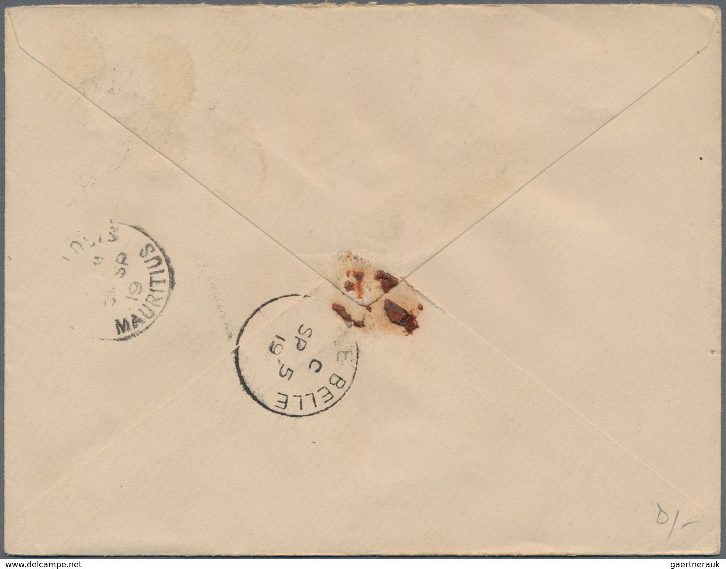 Mauritius: 1919. King George V 6c Carmine Envelope Cancelled Rose Belle C SP 5 19 Addressed To Merca - Mauritius (...-1967)