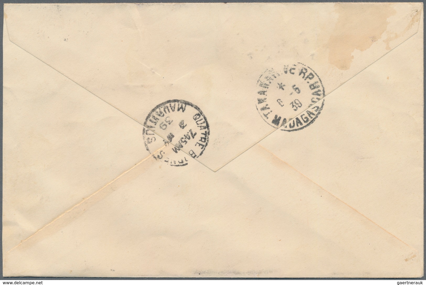 Mauritius: 1939 Registered Cover From Quatre Bornes To Tananarive, Madagascar Franked By Two Singles - Mauritius (...-1967)