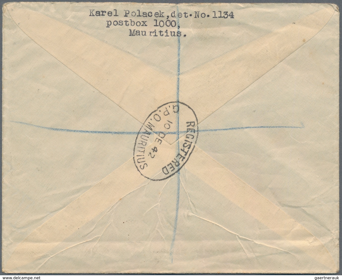 Mauritius: 1942, 12 C Salmon And 20 C Blue KGVI., Tied By Oval Dater REGISTERED / G.P.O.MAURITIUS, 1 - Mauricio (...-1967)