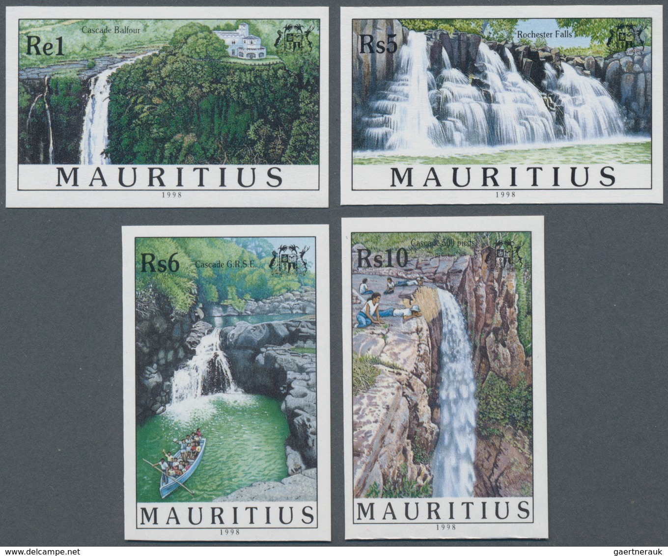 Mauritius: 1998. Complete Set "Waterfalls" (4 Values) In IMPERFORATE Single Stamps Showing 4 Differe - Mauritius (...-1967)