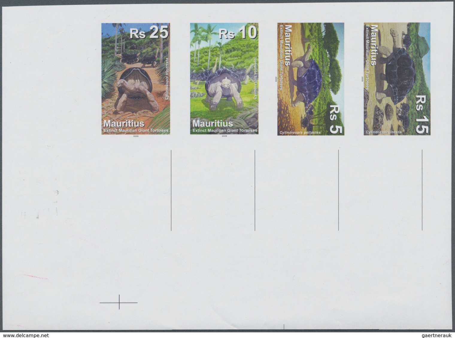 Mauritius: 2009, Extinct Tortoises, IMPERFORATE Proof Se-tenant Strip Of Four, Mint Never Hinged. - Mauritius (...-1967)