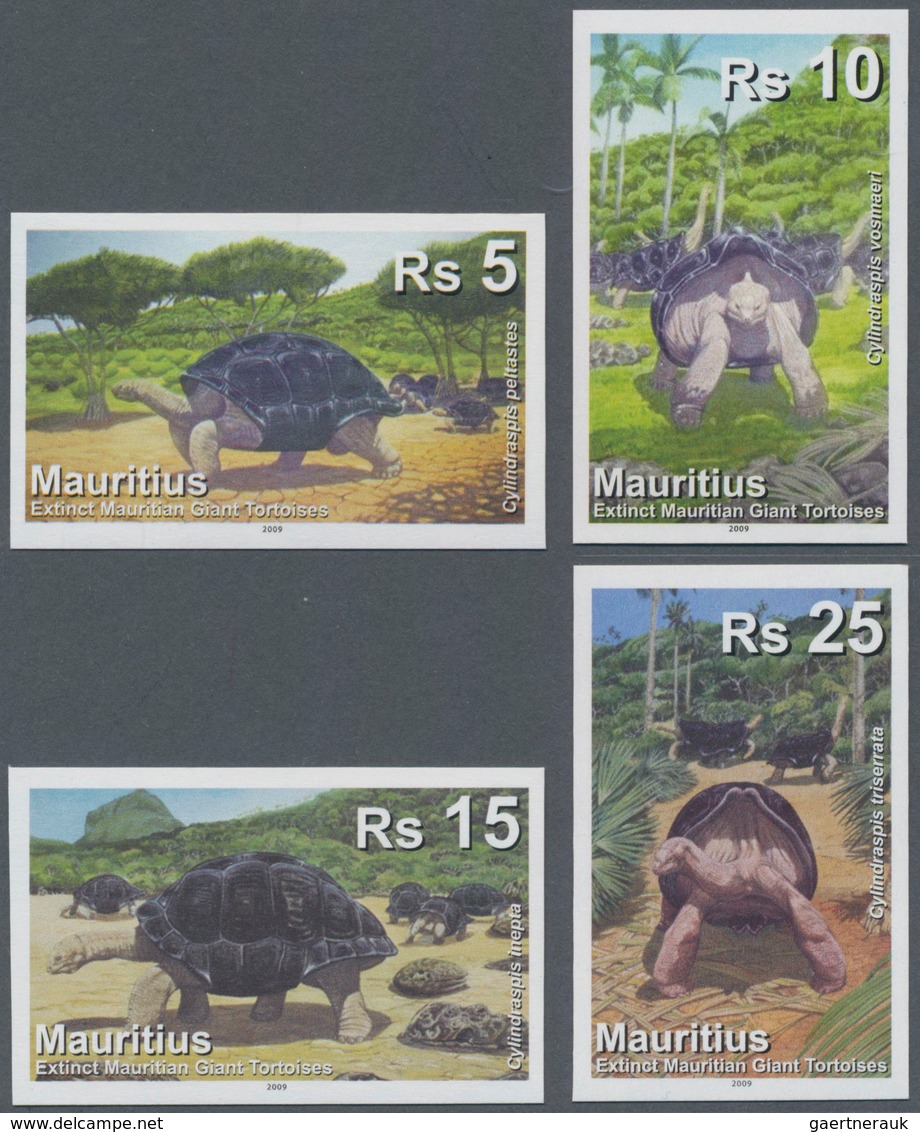 Mauritius: 2009. Complete Set "Extinct Turtle Species" (4 Values) In IMPERFORATE Single Stamps Showi - Mauritius (...-1967)